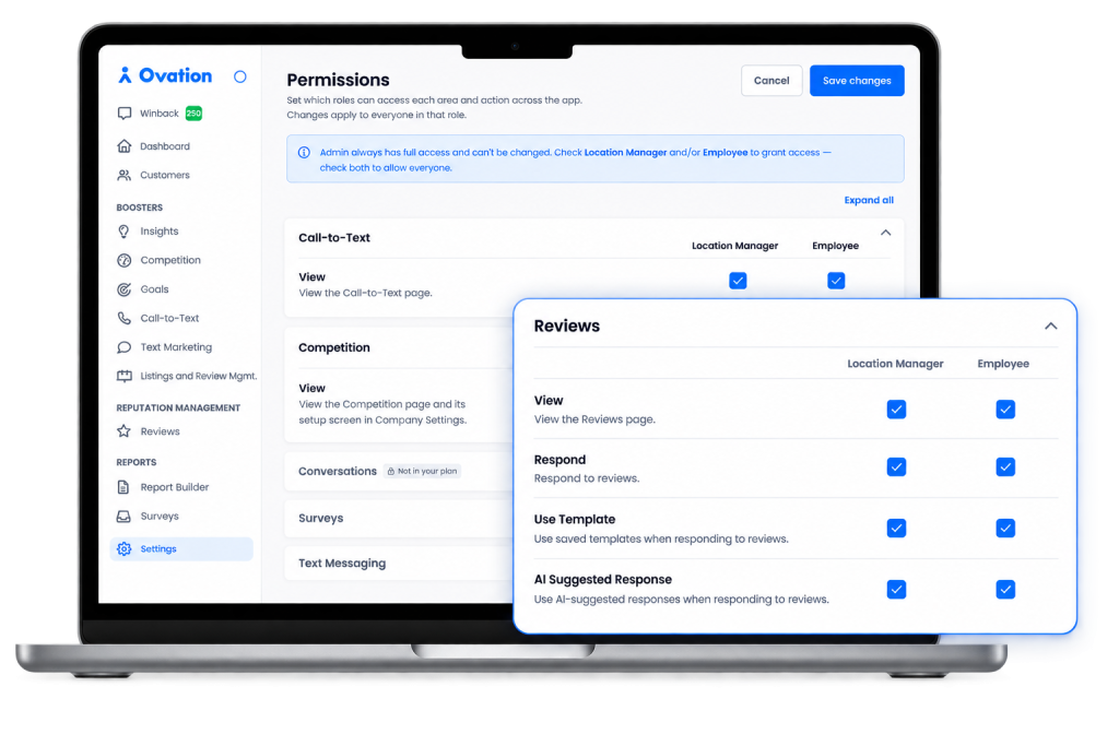 User Permissions Menu Item Survey Targeting - Personalized surveys based on what the guest actually ordered